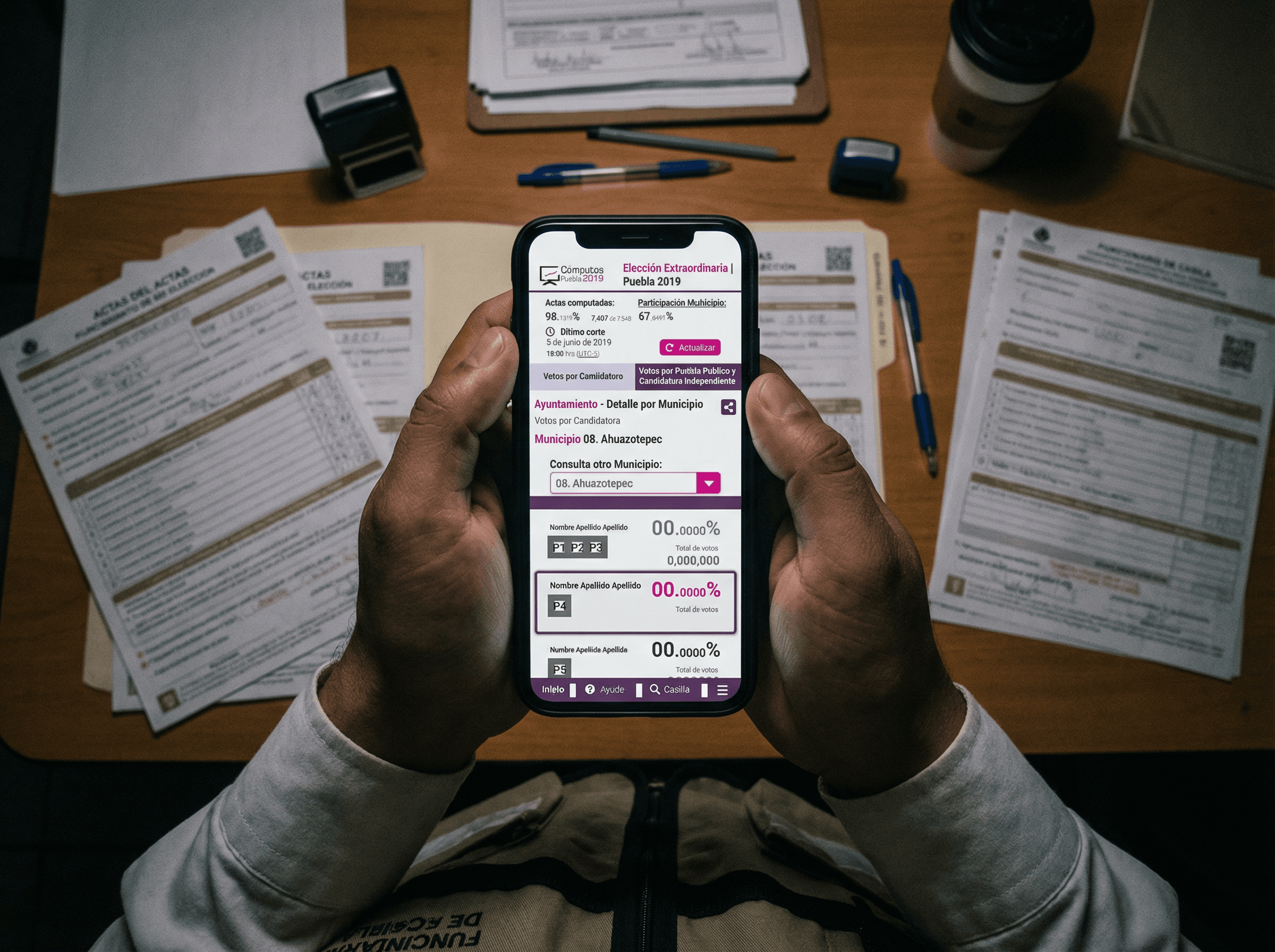 Vista mobile del sistema electoral