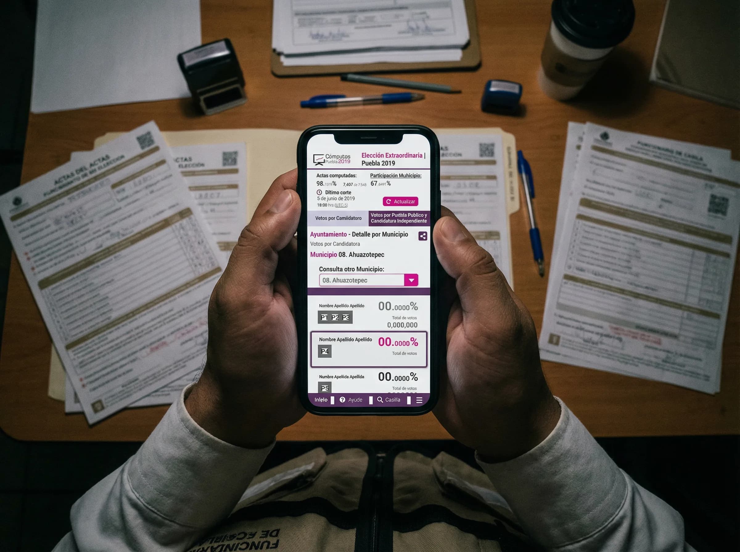 Vista mobile del sistema electoral