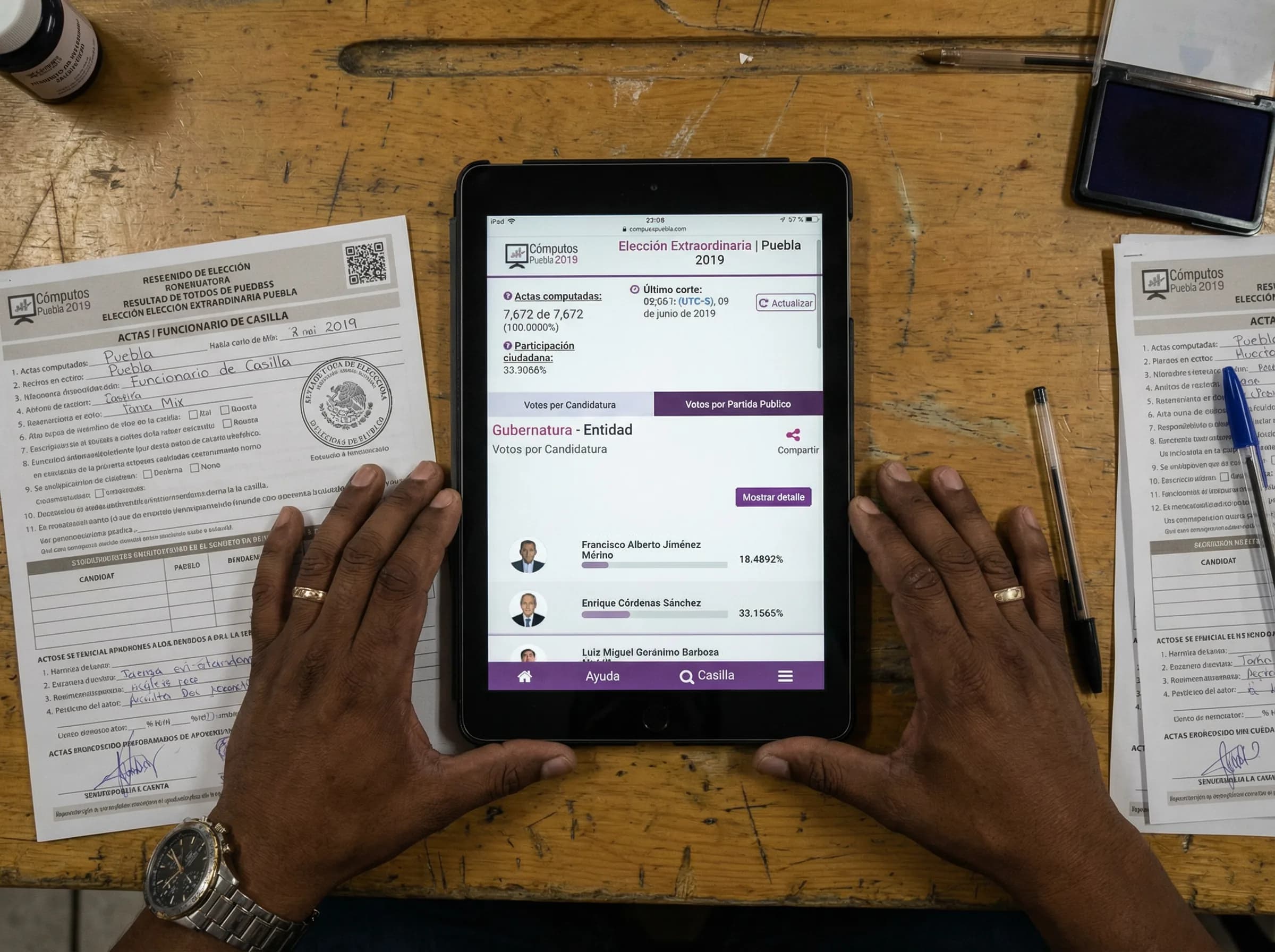 Vista tablet del sistema electoral